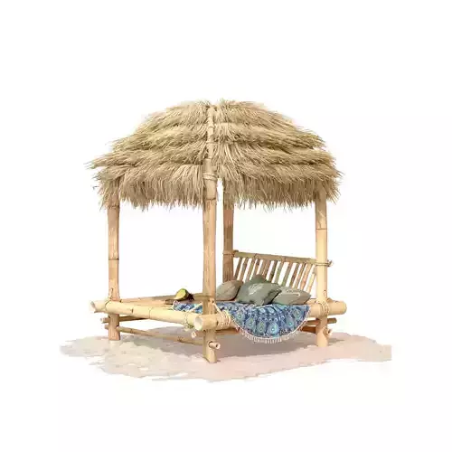 Bamboo Beach Bed Hut 3D model