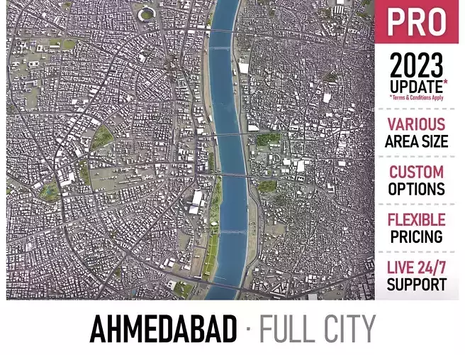 Ahmedabad - 3D City Model Low-poly 3D model