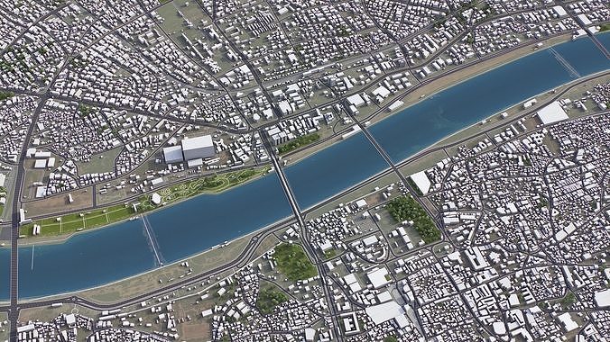 Ahmedabad - 3D City Model Low-poly 3D model 3