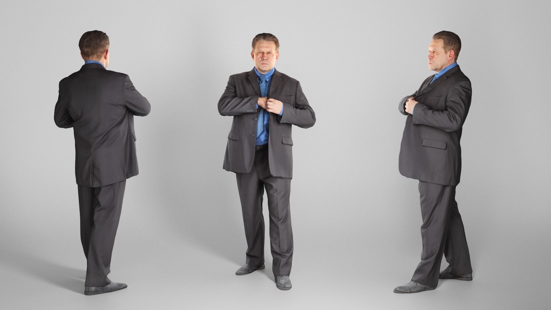 Middle-aged man in suit 67 Low-poly 3D model_2