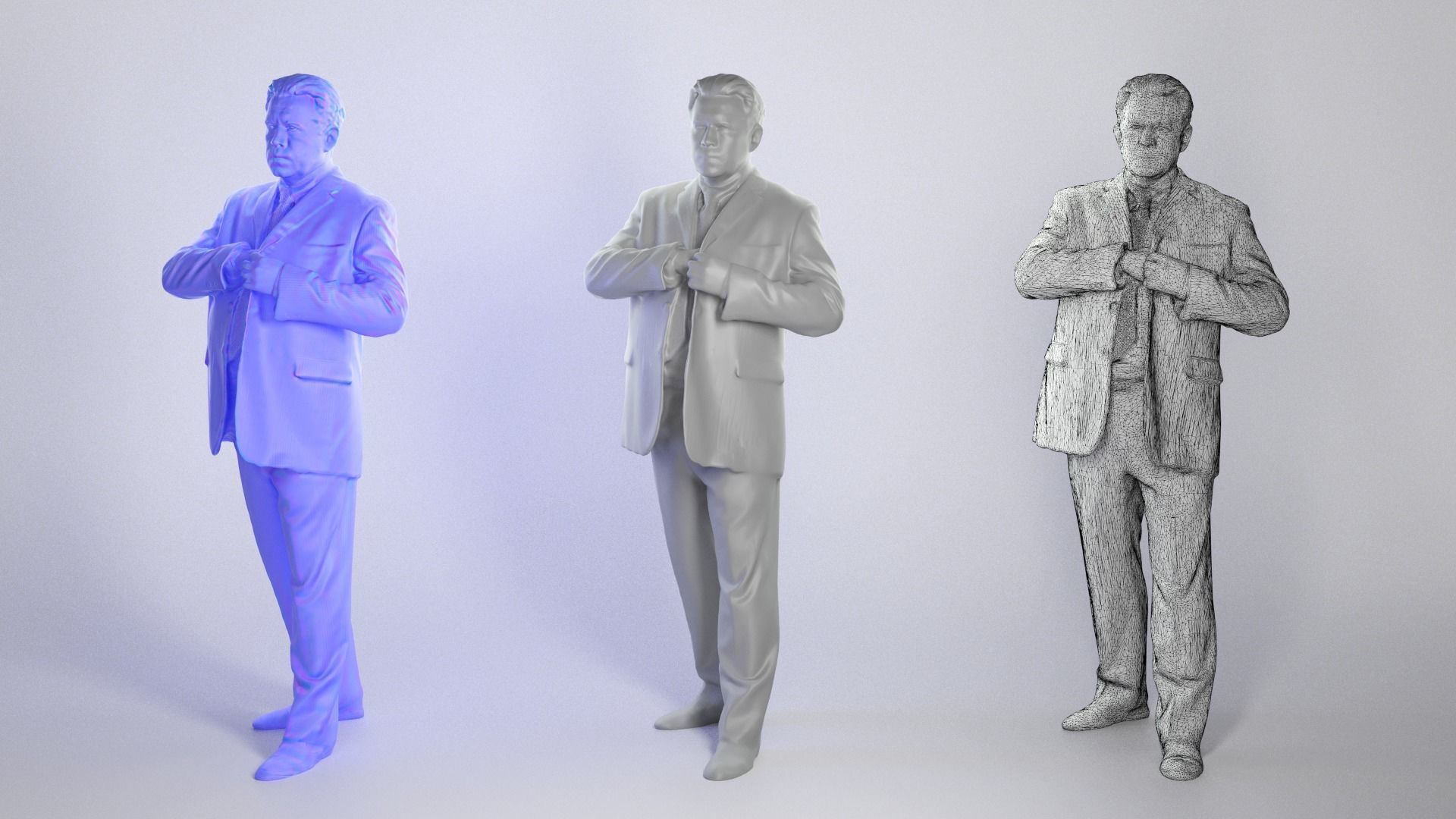 Middle-aged man in suit 67 Low-poly 3D model_3