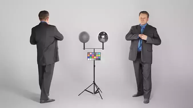 Middle-aged man in suit 67 Low-poly 3D model