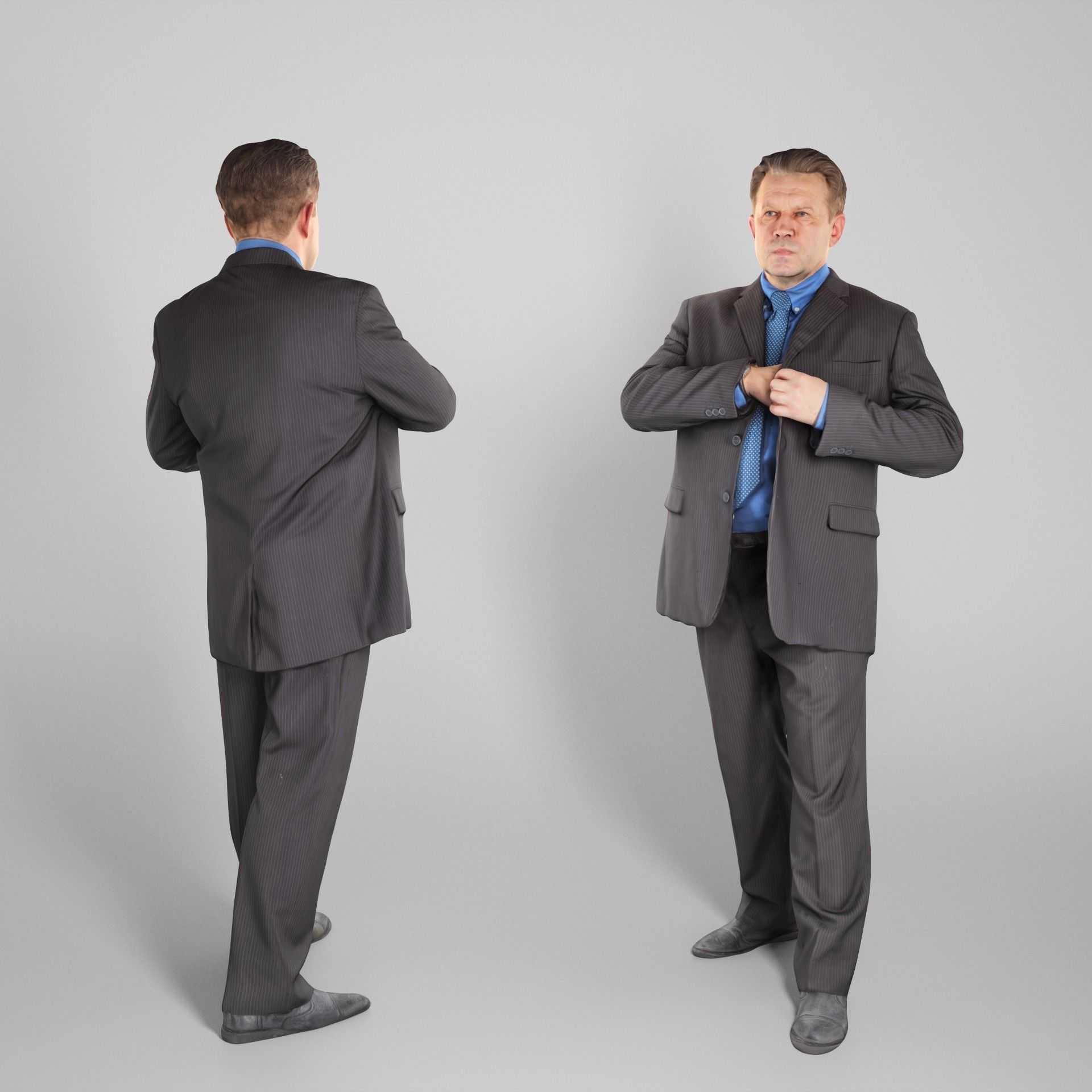 Middle-aged man in suit 67 Low-poly 3D model_1