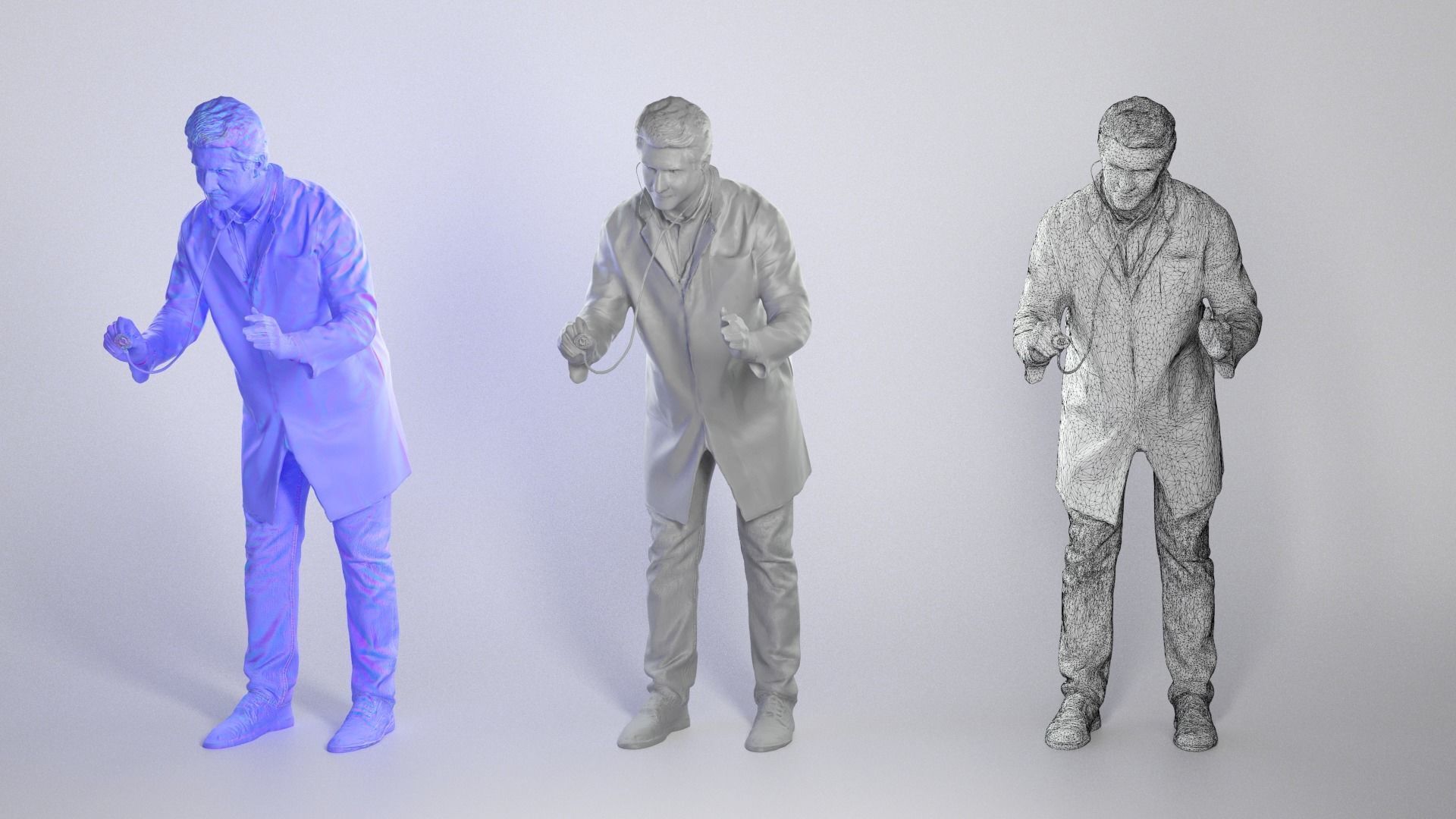 Medical doctor is using a stethoscope 68 Low-poly 3D model_3