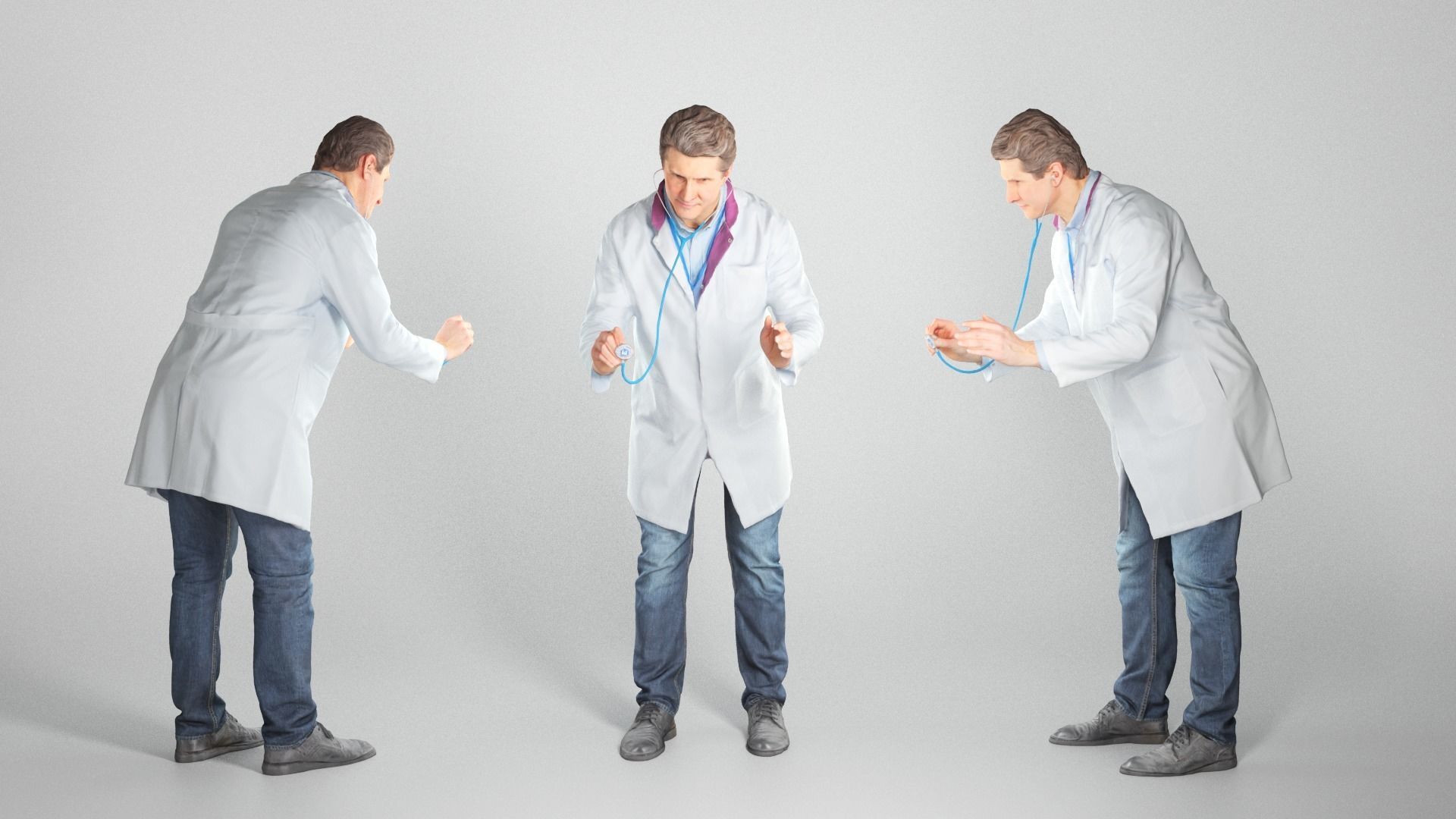 Medical doctor is using a stethoscope 68 Low-poly 3D model_2