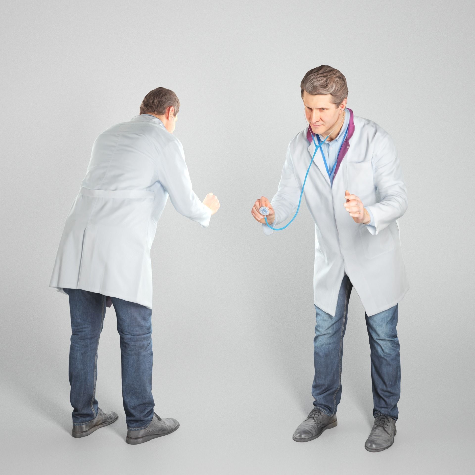 Medical doctor is using a stethoscope 68 Low-poly 3D model_1