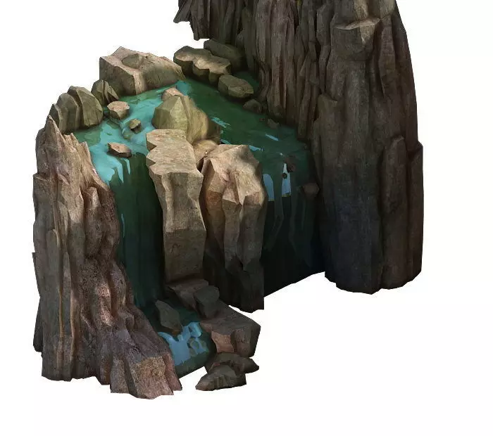 - Taoist comprehension scene - stone waterfall 01 3D model_0