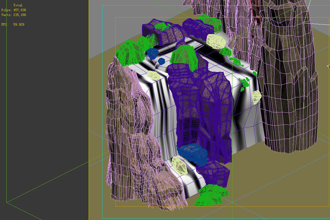 - Taoist comprehension scene - stone waterfall 01 3D model_1