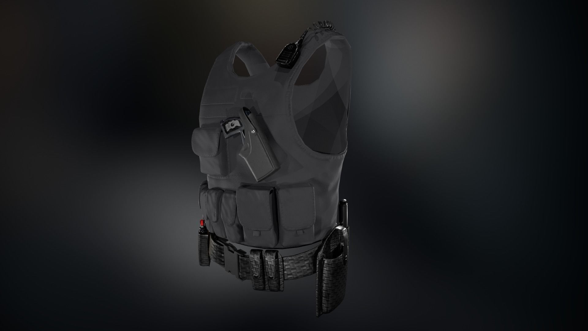 Police Officer Equipment Low-poly 3D model_18