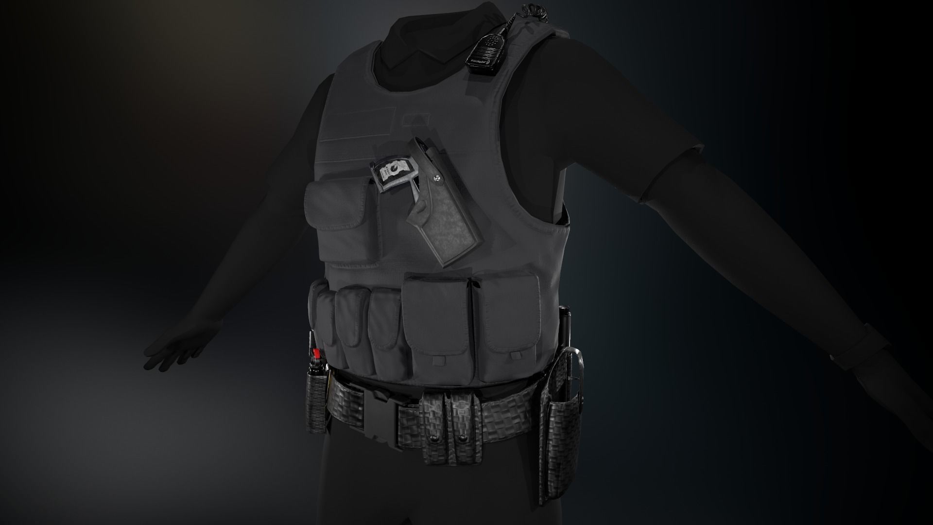 Police Officer Equipment Low-poly 3D model_7