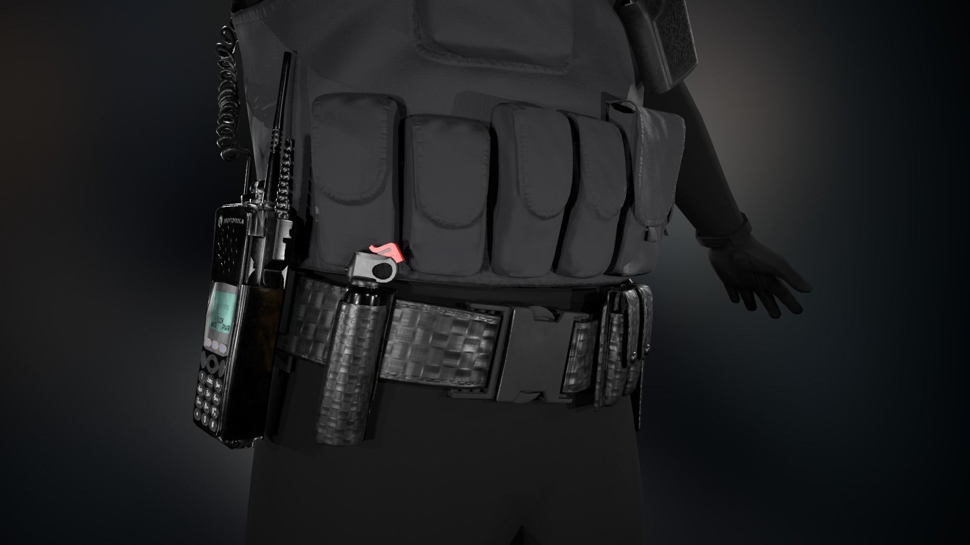 Police Officer Equipment Low-poly 3D model_9