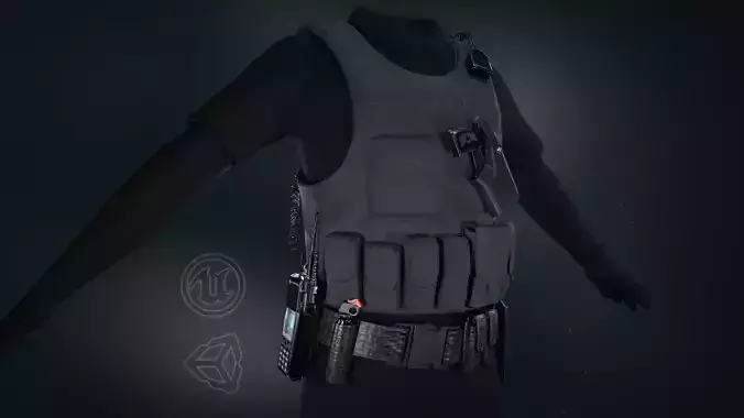 Police Officer Equipment Low-poly 3D model