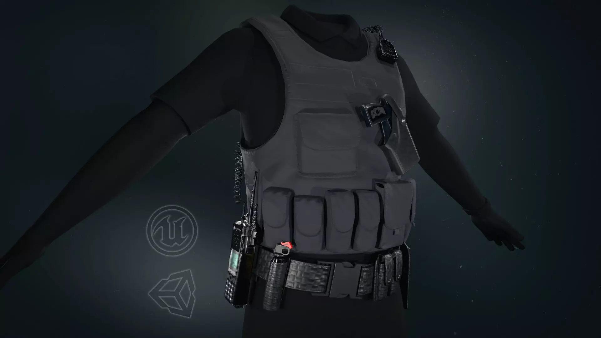 Police Officer Equipment Low-poly 3D model_0