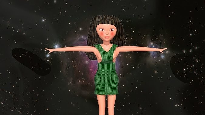free model of a woman in a dress with textures 33 Free 3D model