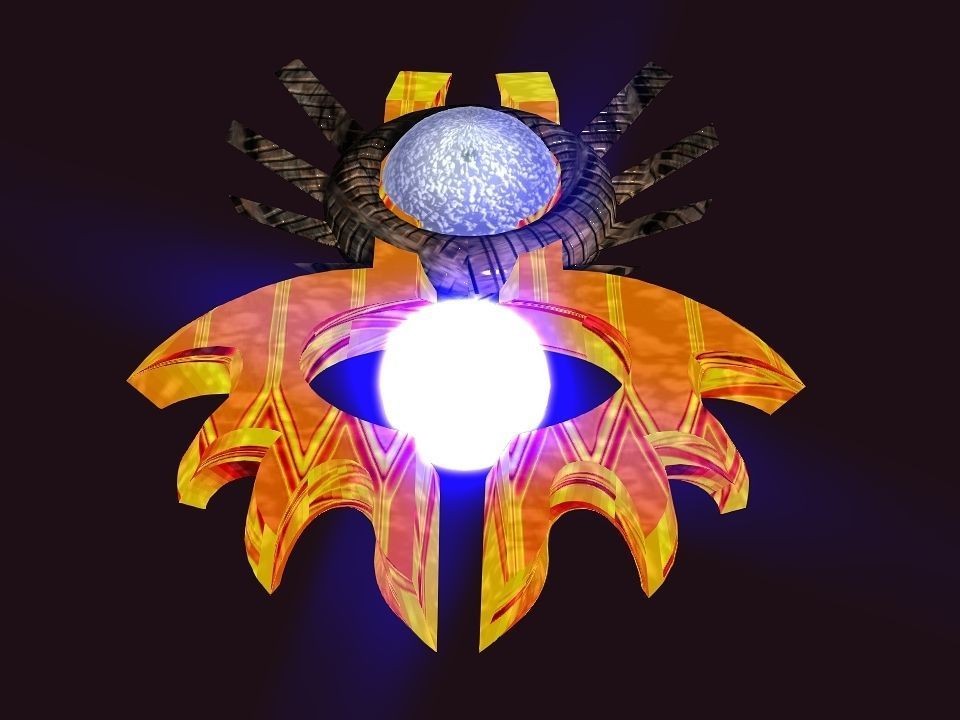 Bladed Crown Energy Ball Spaceship Low-poly 3D model_14