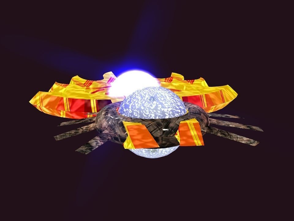 Bladed Crown Energy Ball Spaceship Low-poly 3D model_5