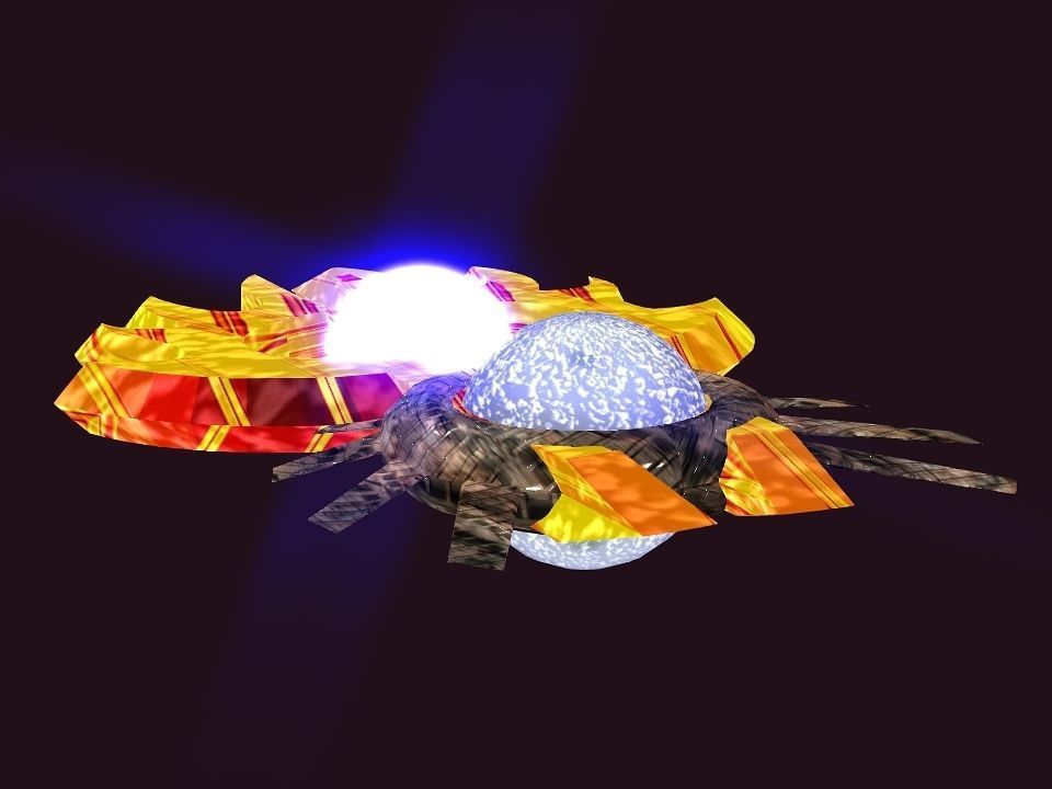 Bladed Crown Energy Ball Spaceship Low-poly 3D model_4