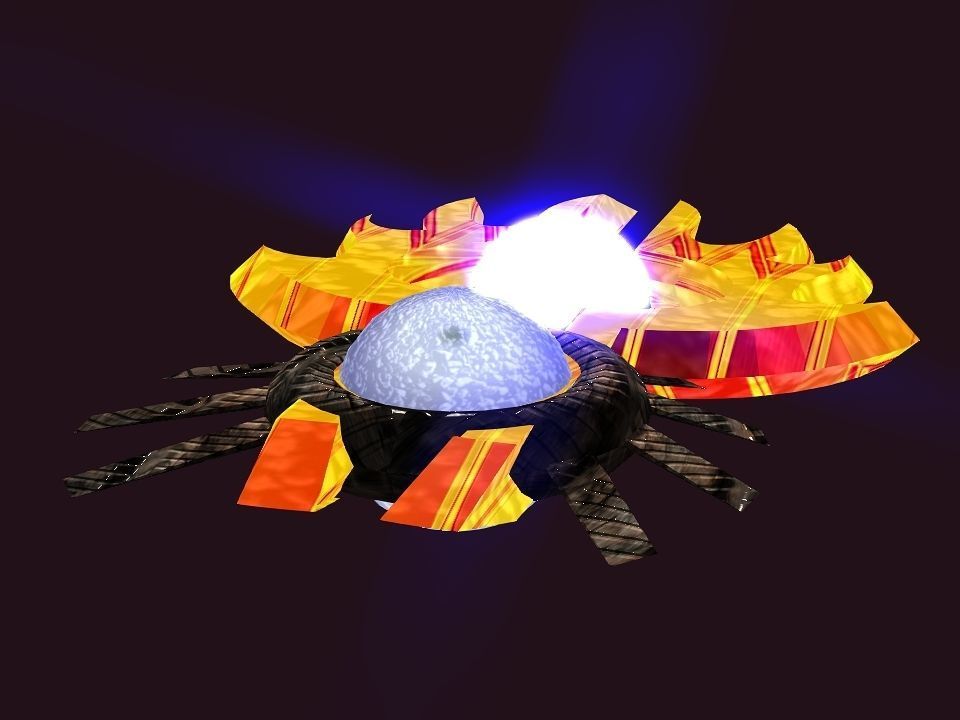 Bladed Crown Energy Ball Spaceship Low-poly 3D model_9
