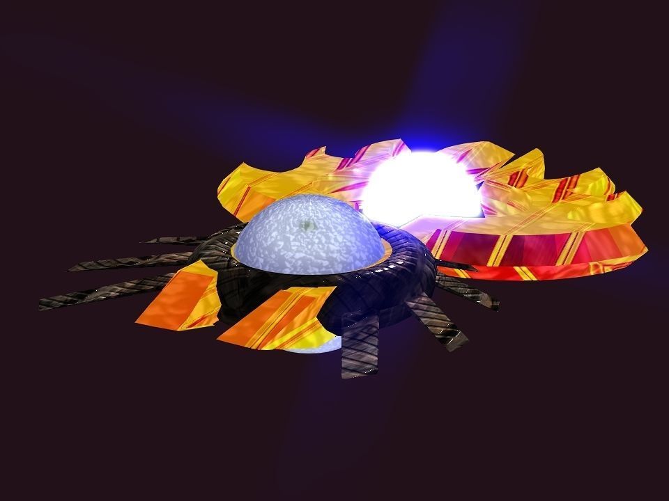 Bladed Crown Energy Ball Spaceship Low-poly 3D model_10