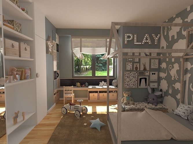 Children room 3D model Low-poly 3D model