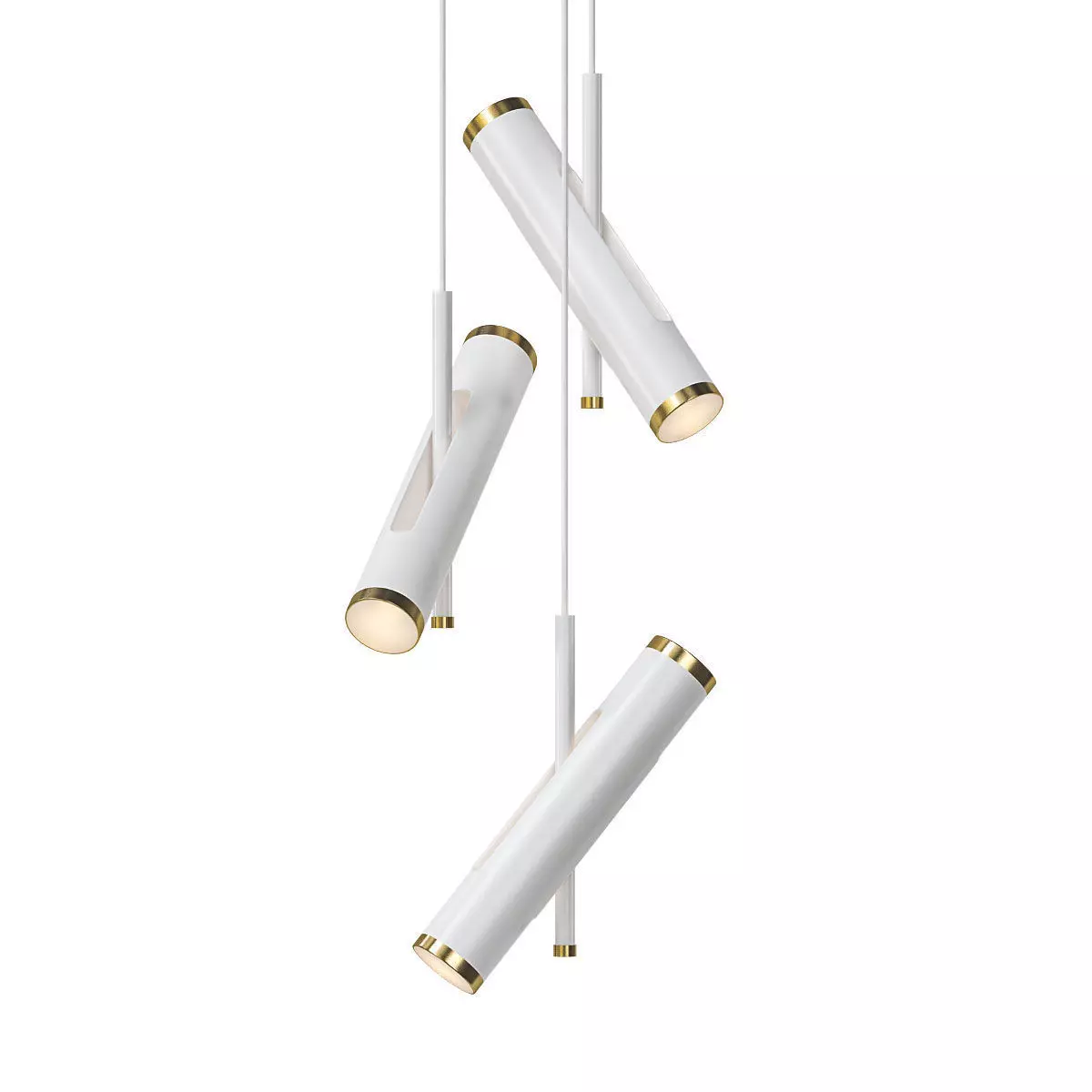 WUNDERLICHT three gold cylinders hanging from ceiling 3D model_0