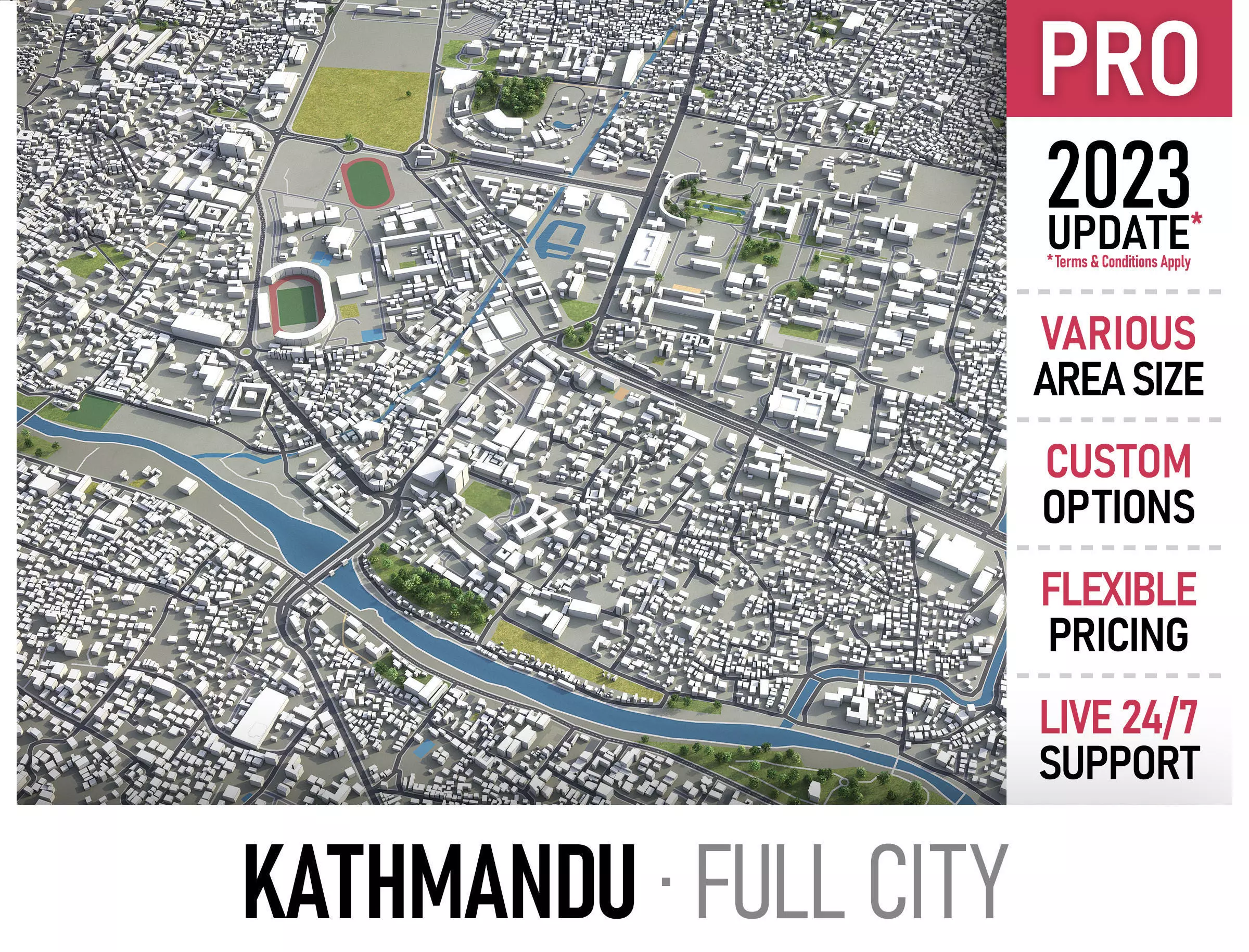 Kathmandu - 3D City Model Low-poly 3D model_0