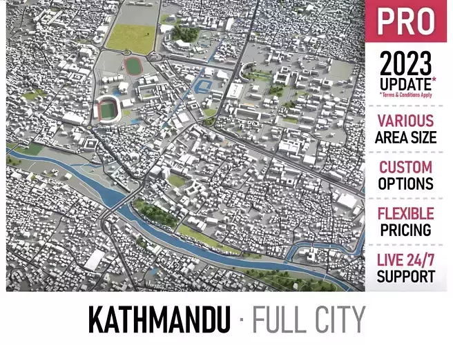 Kathmandu - 3D City Model Low-poly 3D model