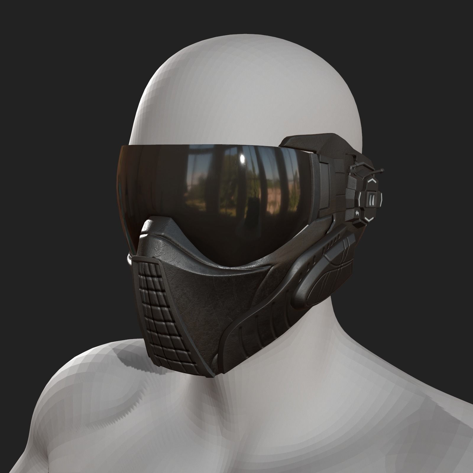 Scifi mask helmet futuristic technology space millitary fantasy  Low-poly 3D model_4