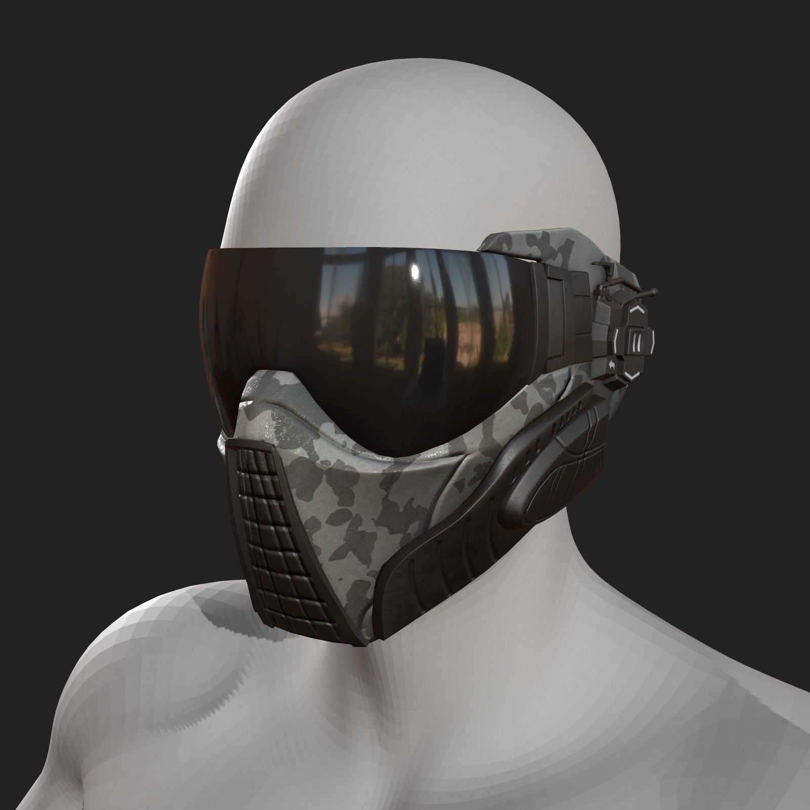 Scifi mask fantasy futuristic technology cyborg robot military Low-poly 3D model_4