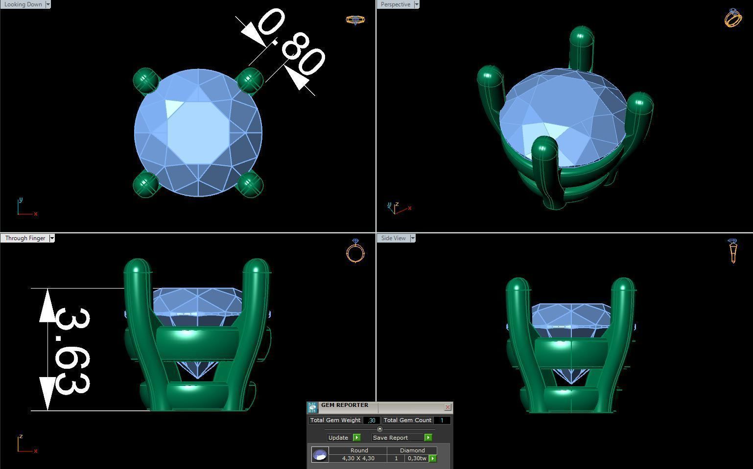 Jewelry Earring Studs 3 sizes of stone classic 3D print model_3