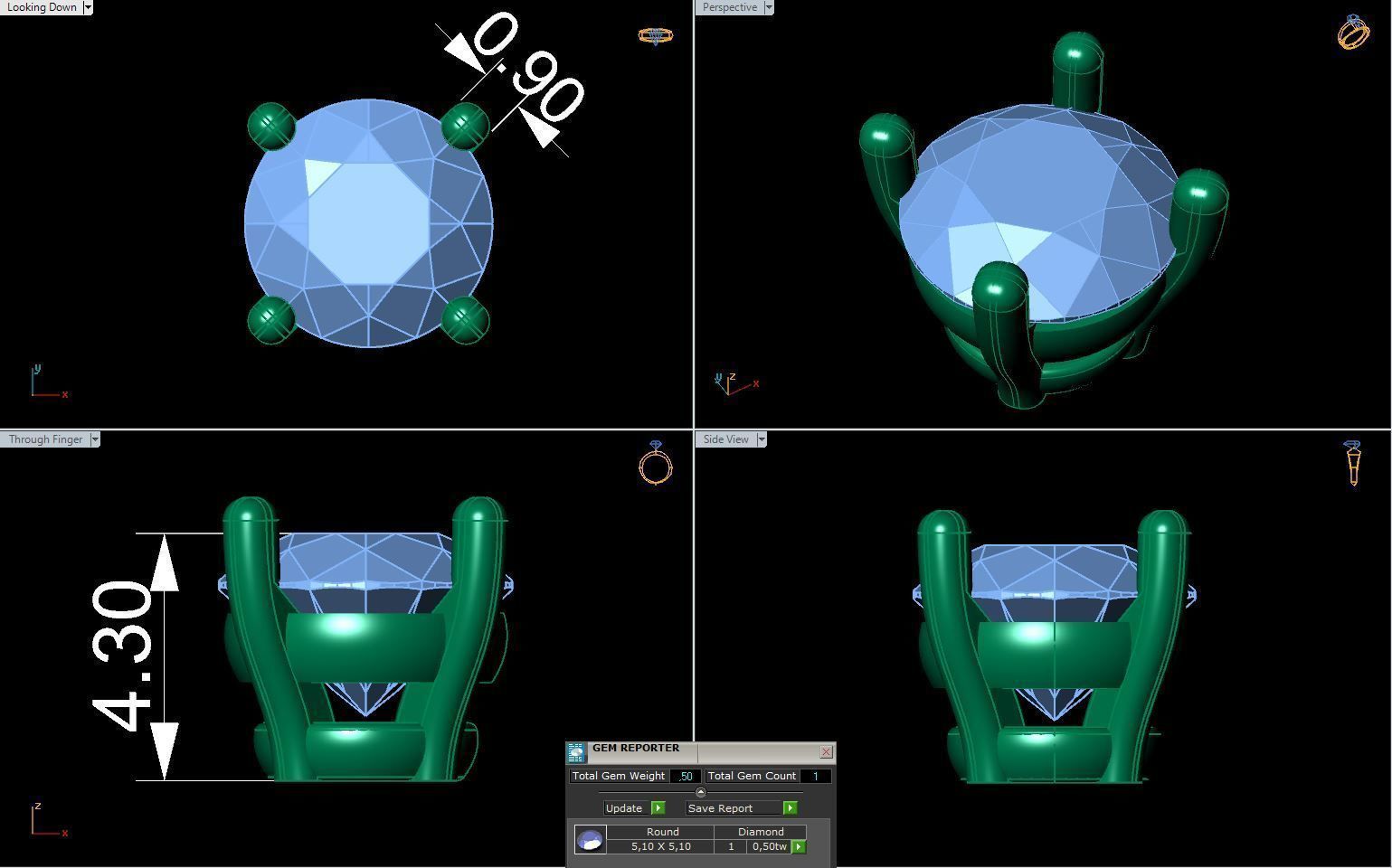 Jewelry Earring Studs 3 sizes of stone classic 3D print model_4