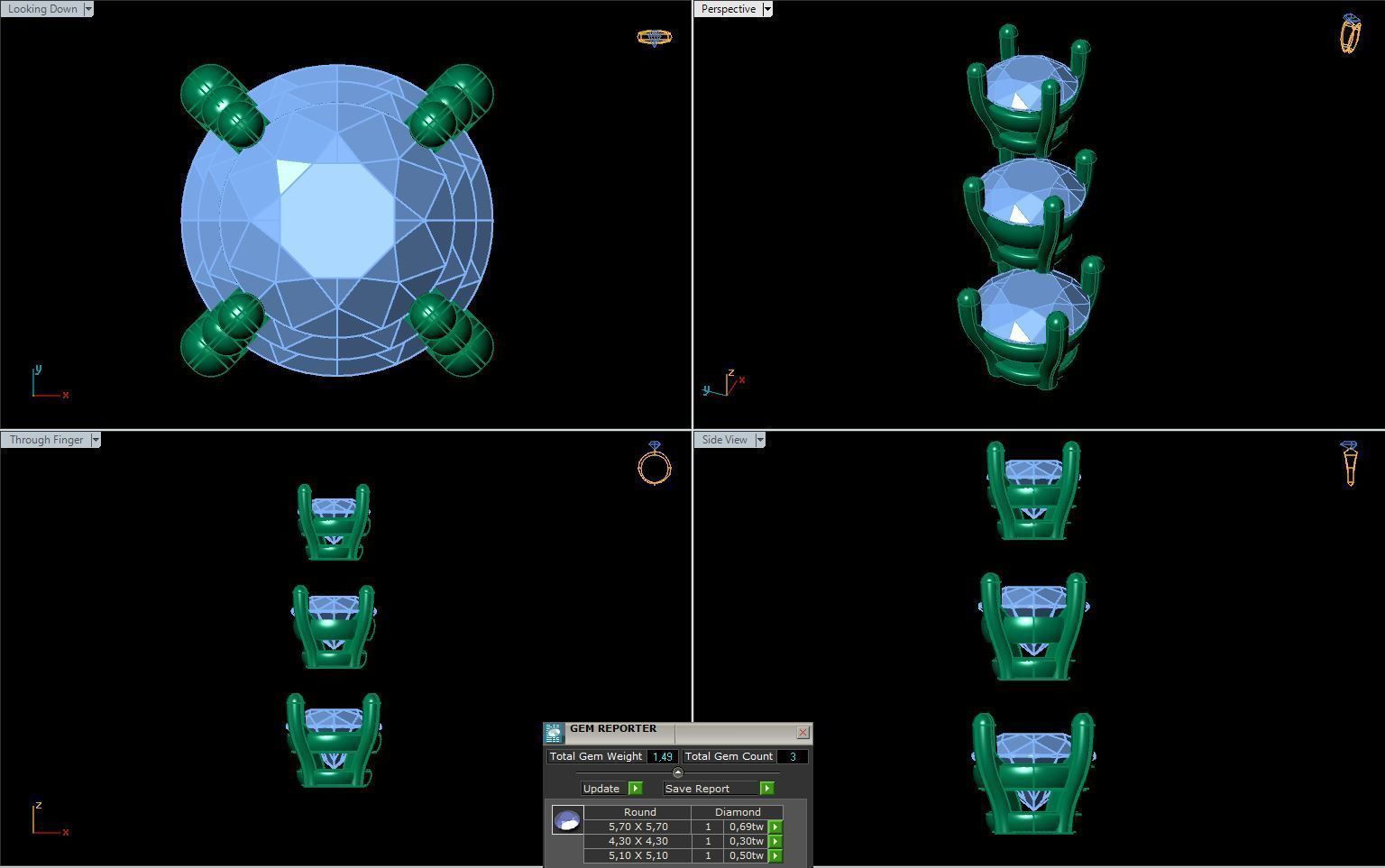 Jewelry Earring Studs 3 sizes of stone classic 3D print model_1