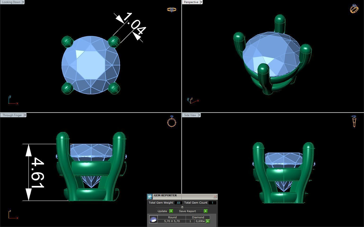 Jewelry Earring Studs 3 sizes of stone classic 3D print model_2