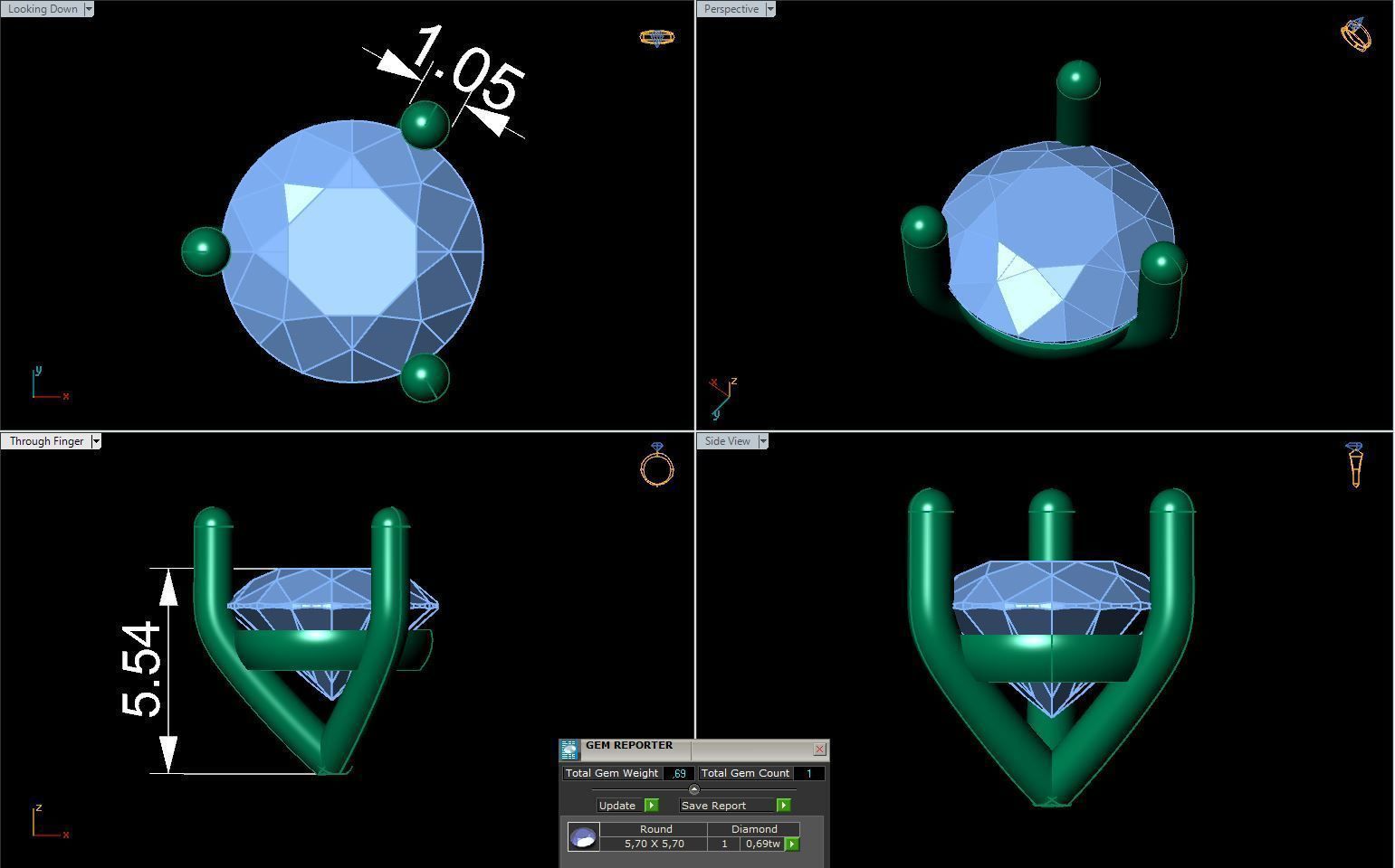 Jewelry Earring Studs 3 sizes of stone martini 3D print model_4