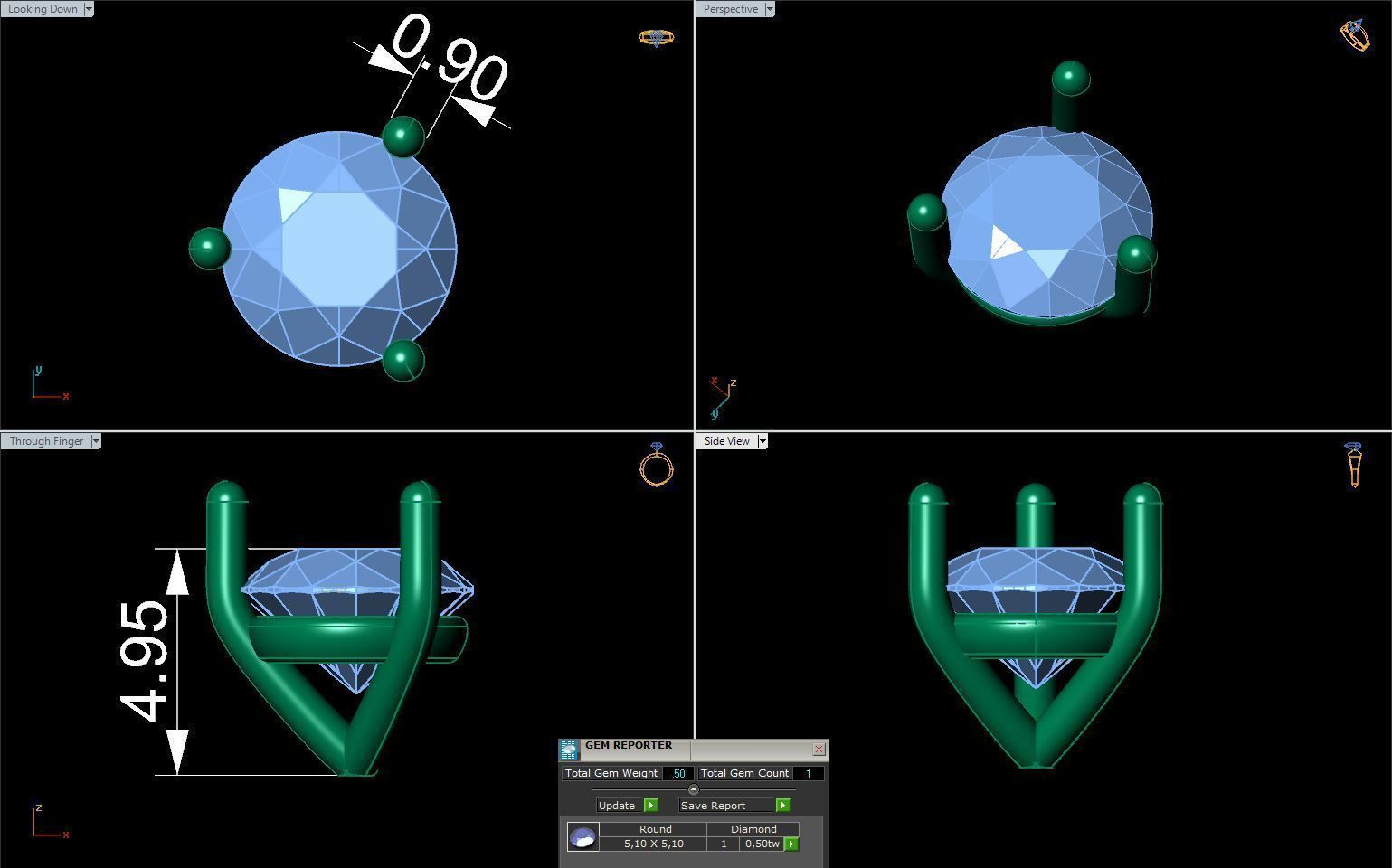 Jewelry Earring Studs 3 sizes of stone martini 3D print model_3