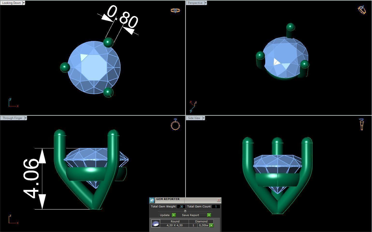 Jewelry Earring Studs 3 sizes of stone martini 3D print model_2