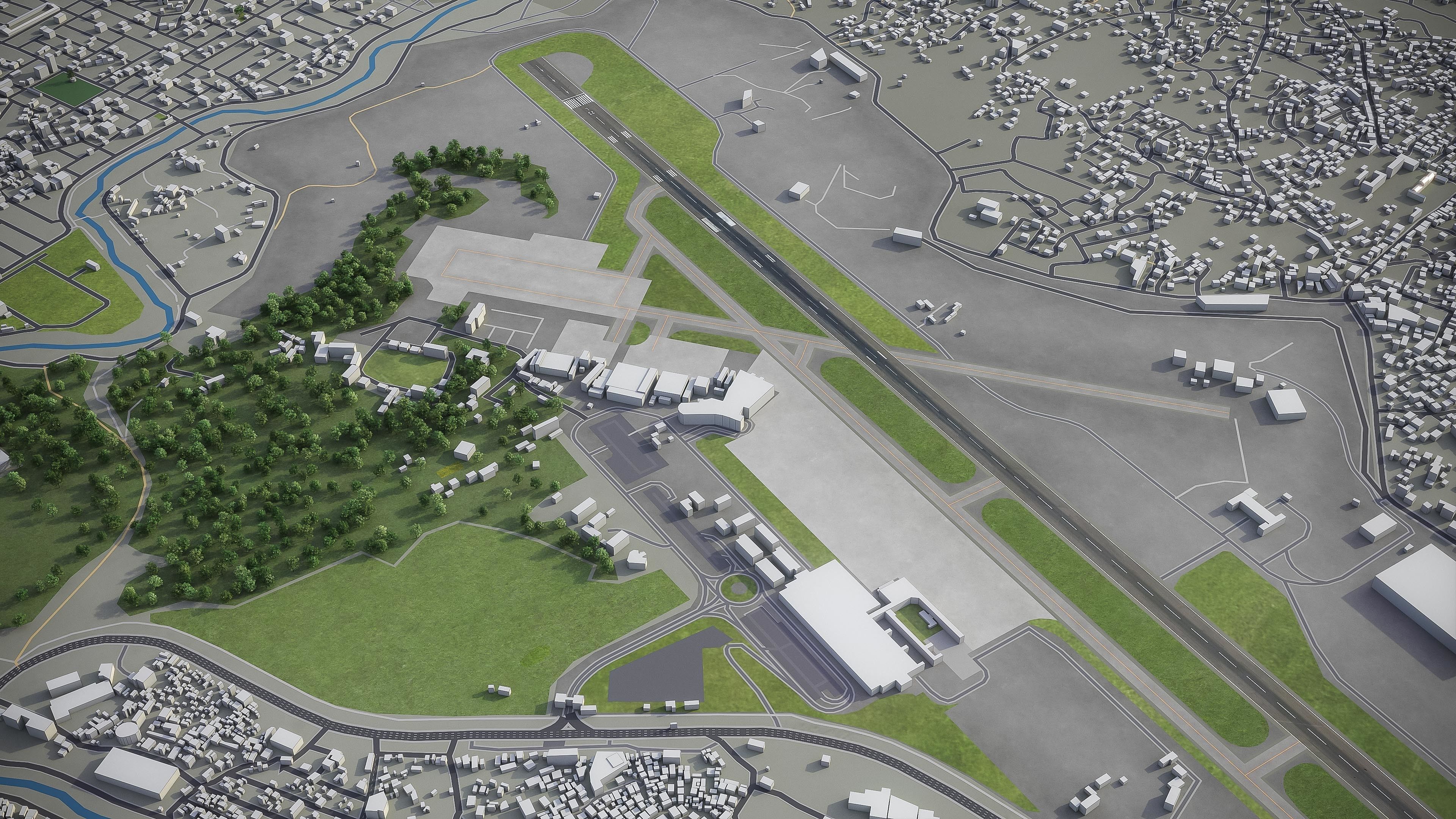 Tribhuvan International Airport - KTM Low-poly 3D model_1