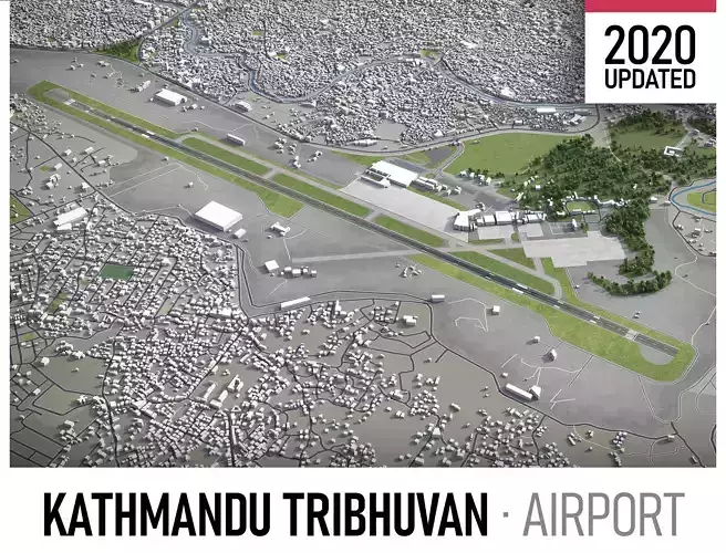 Tribhuvan International Airport - KTM Low-poly 3D model