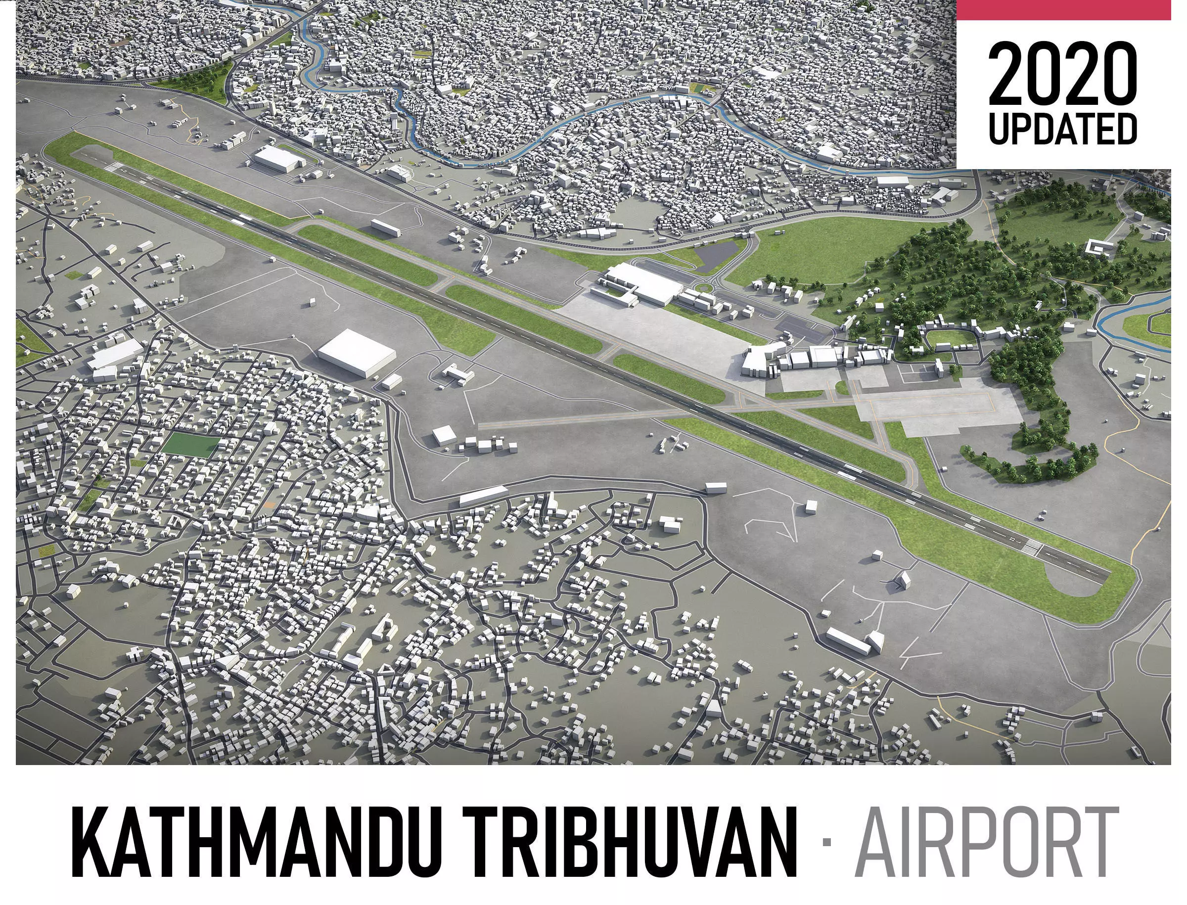 Tribhuvan International Airport - KTM Low-poly 3D model_0