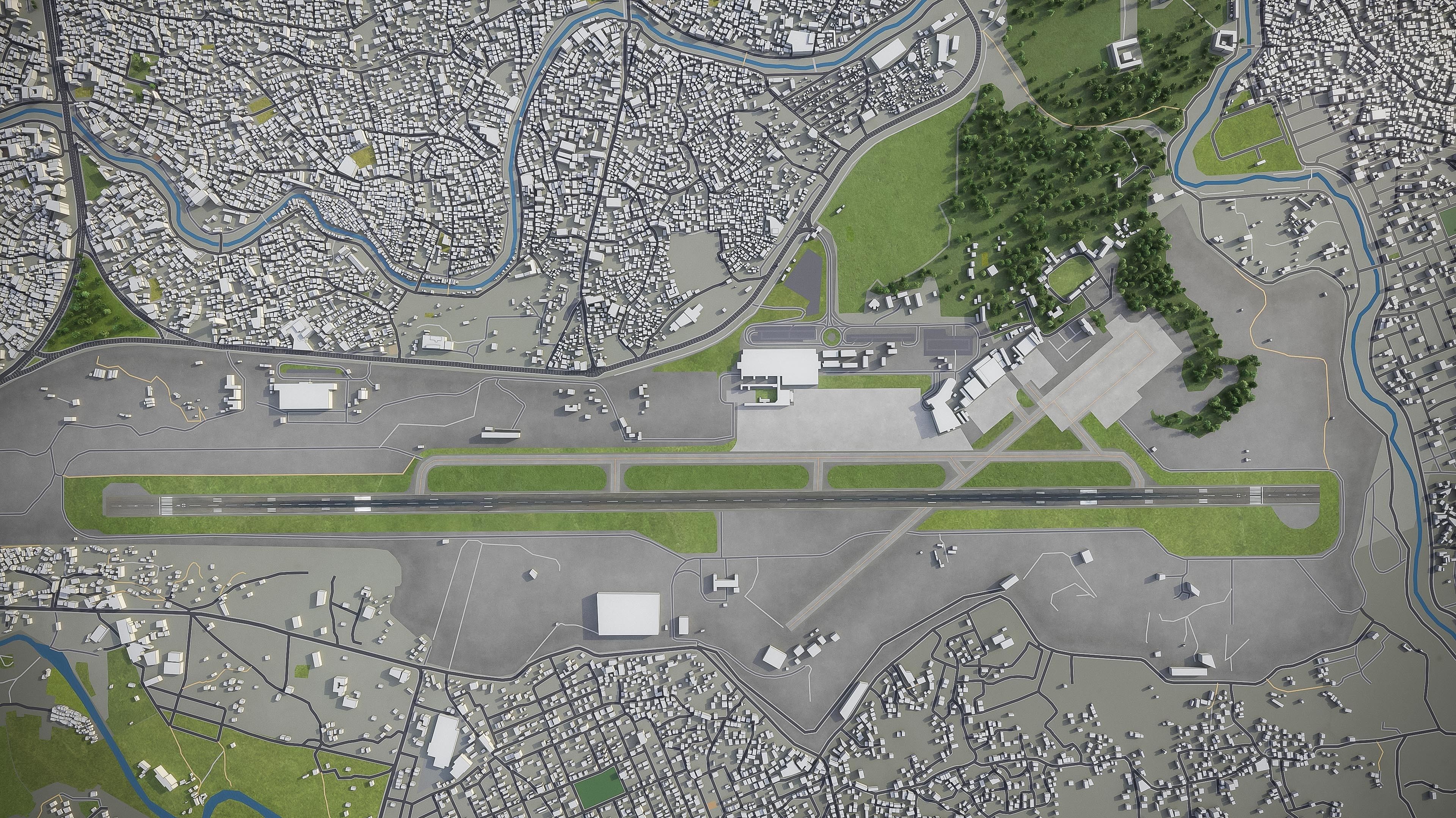 Tribhuvan International Airport - KTM Low-poly 3D model_6