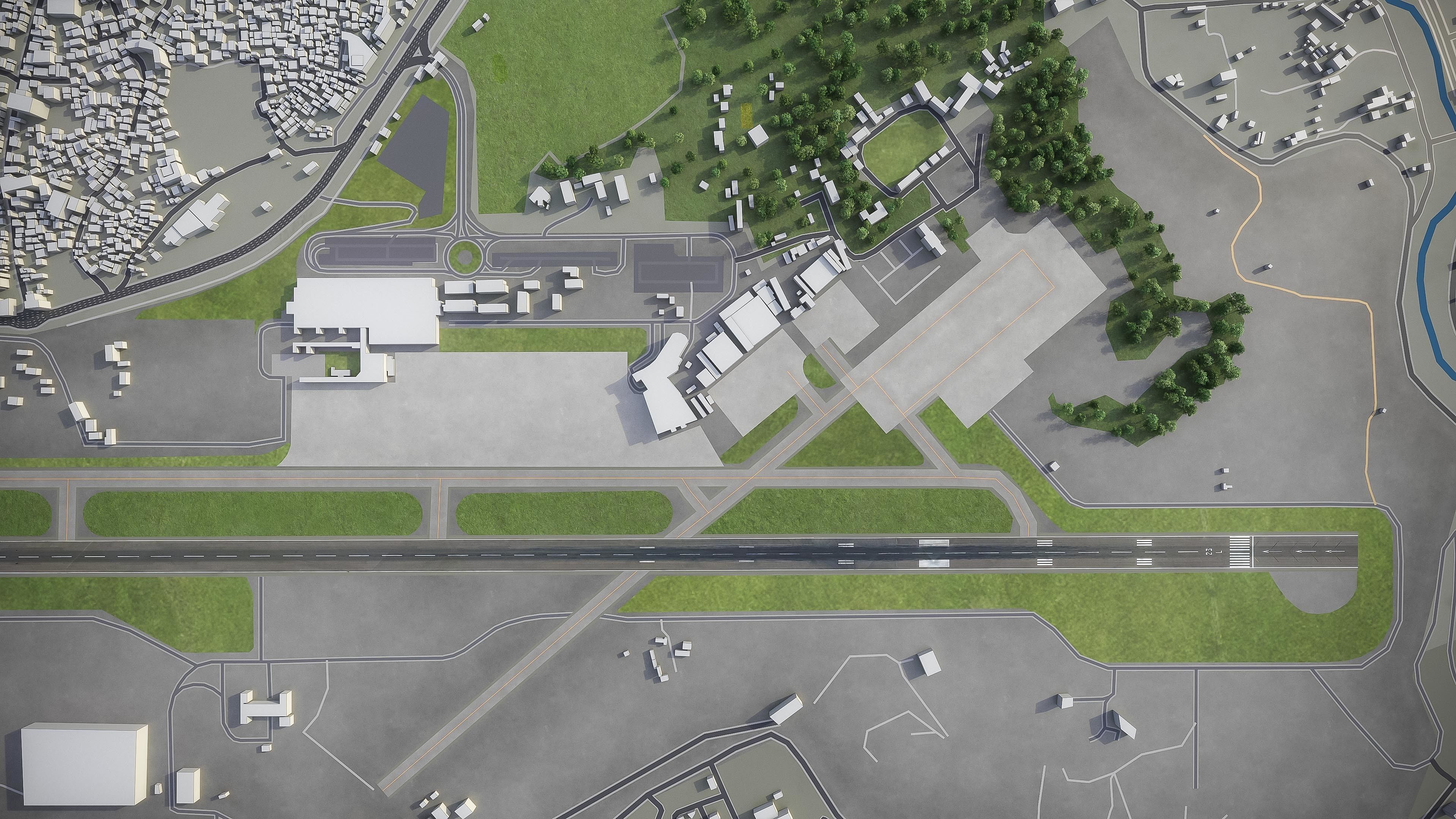 Tribhuvan International Airport - KTM Low-poly 3D model_5
