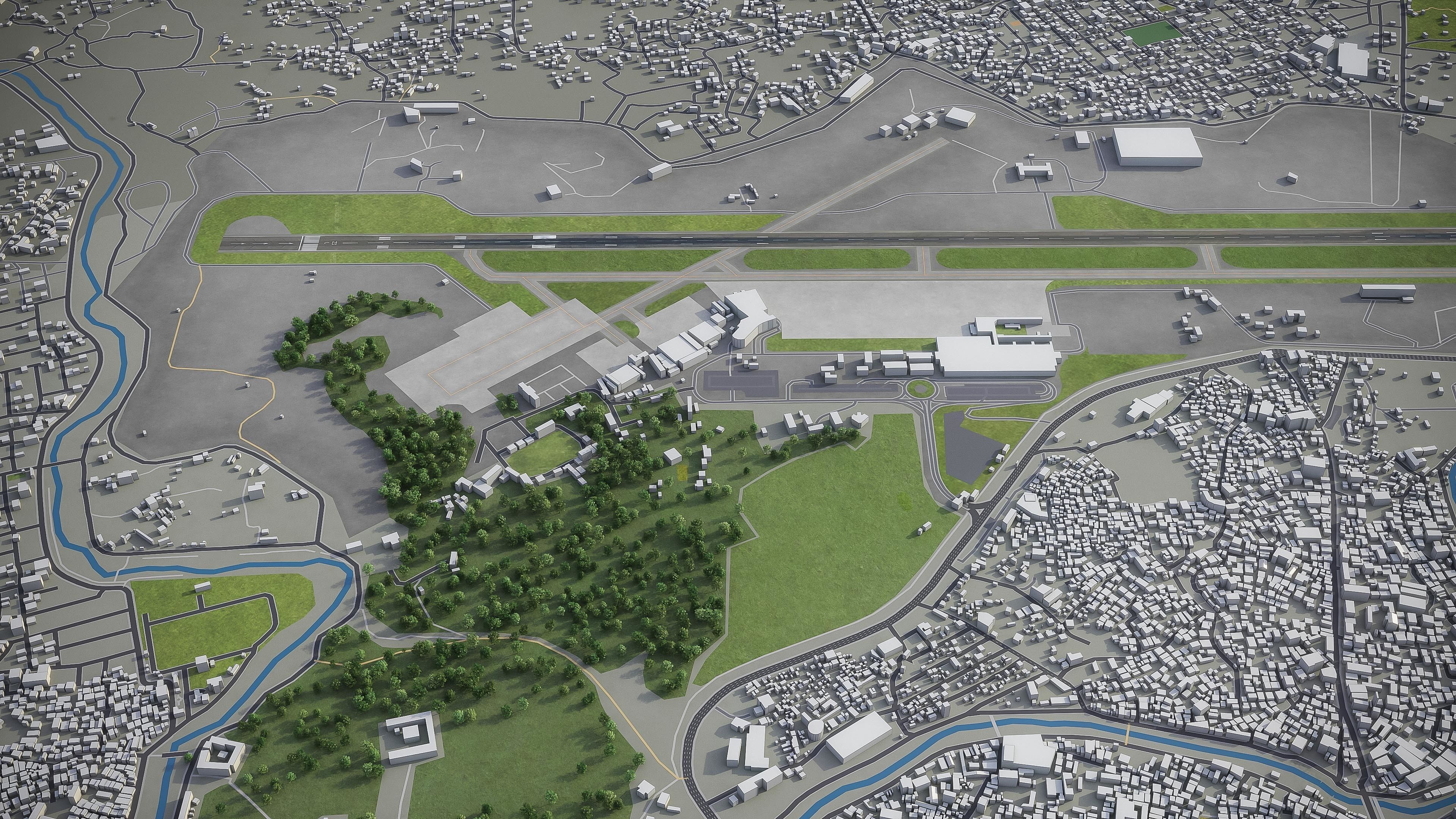 Tribhuvan International Airport - KTM Low-poly 3D model_4