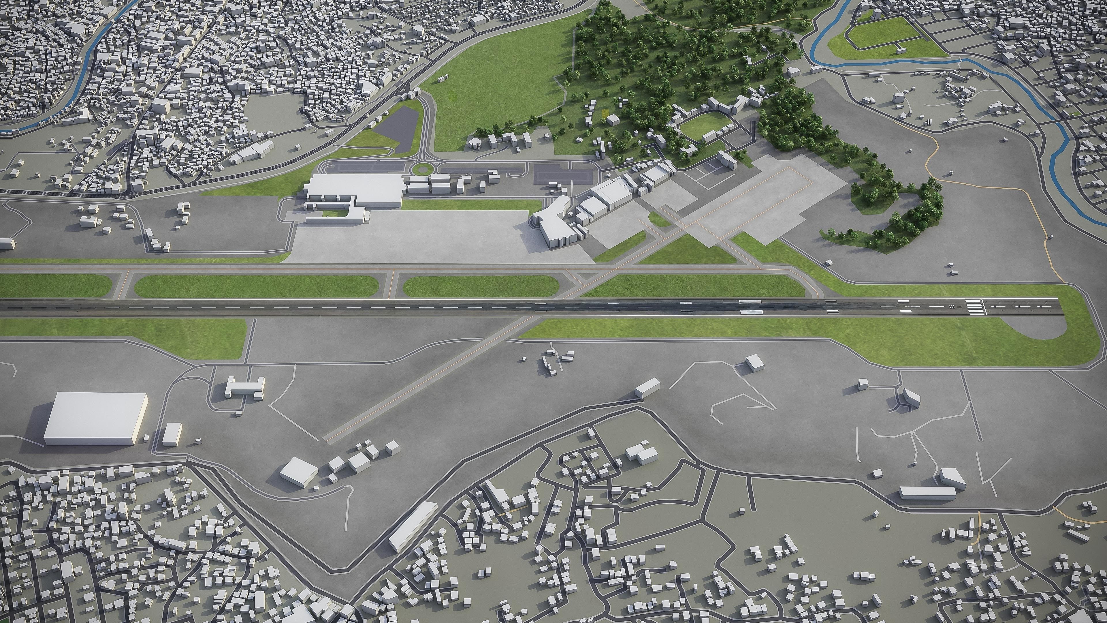 Tribhuvan International Airport - KTM Low-poly 3D model_3