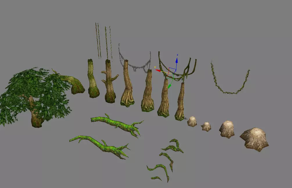 Game Model Arena - forest trees grass 01 3D model_0