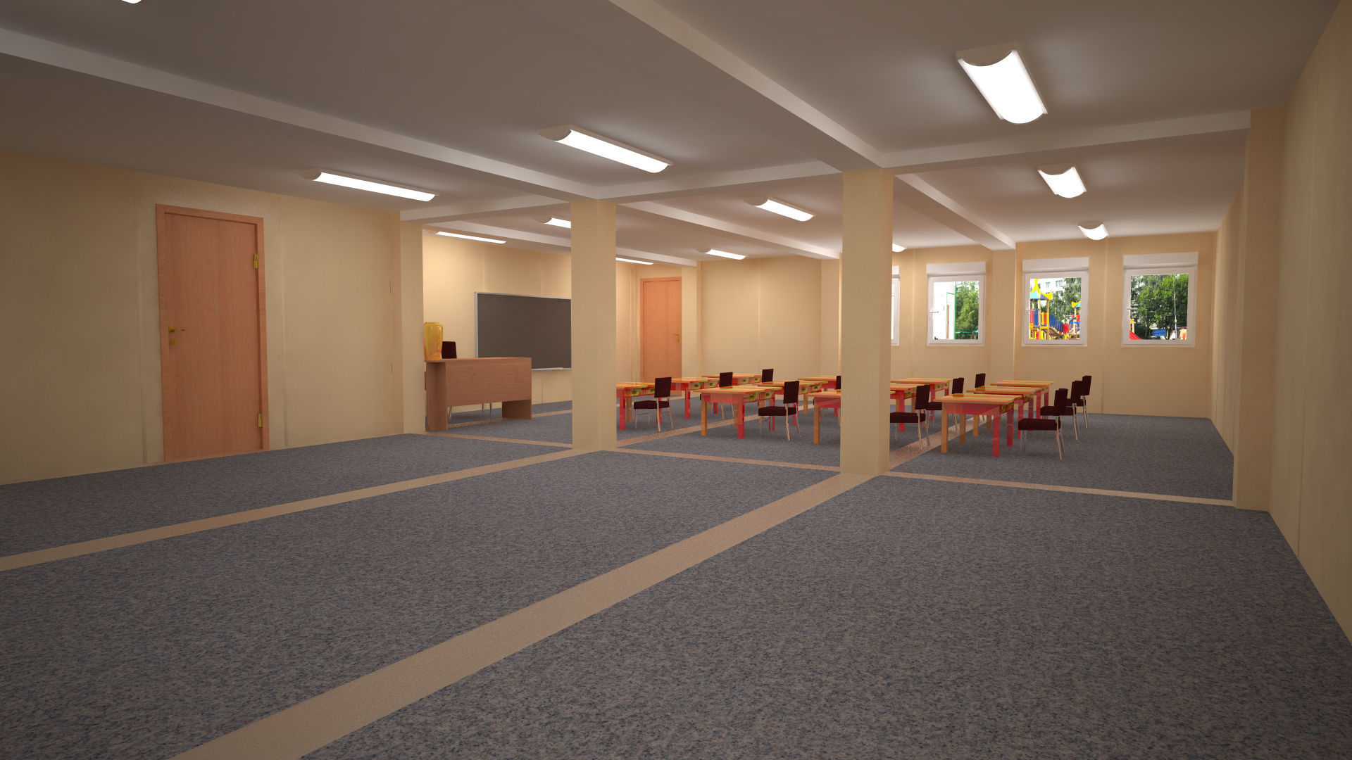 Kindergarten Modular Building 460m2 3D model_5