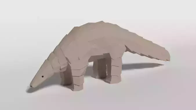 Low Poly Cartoon Pangolin Low-poly 3D model