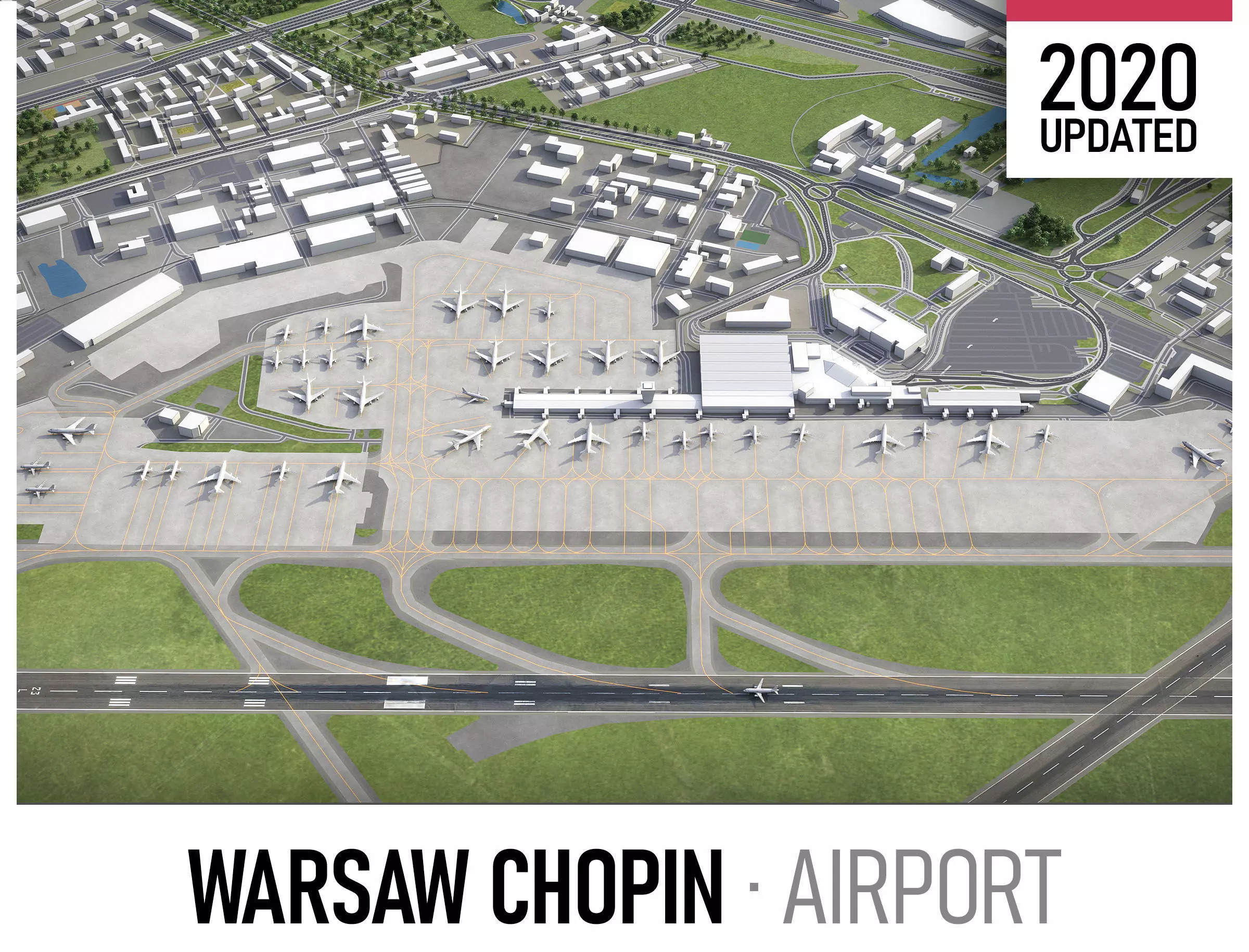 Warsaw Chopin Airport Low-poly 3D model