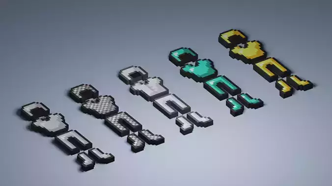 Set of low-poly warrior items from Minecraft
