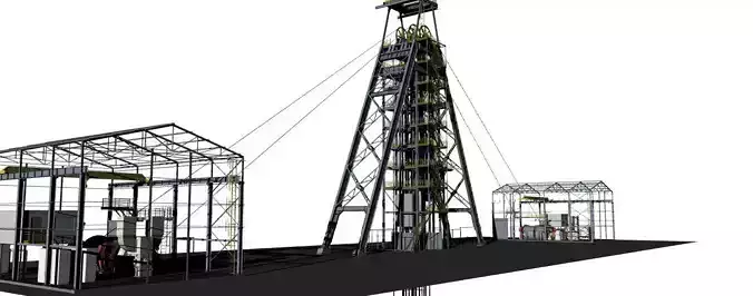 Complete underground mine installation 3D model
