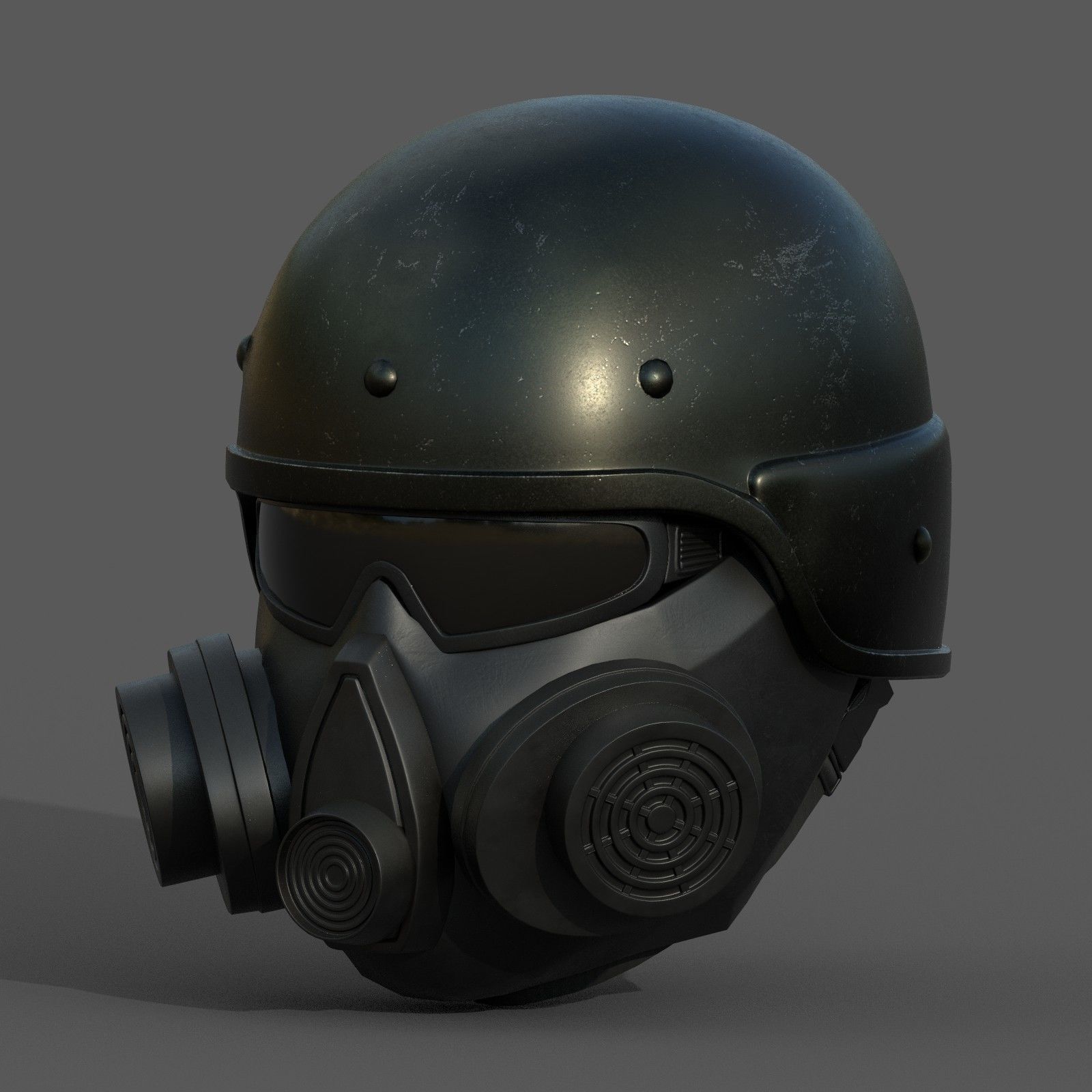 Helmet scifi military futuristic gas mask protection cyborg Low-poly 3D model_2